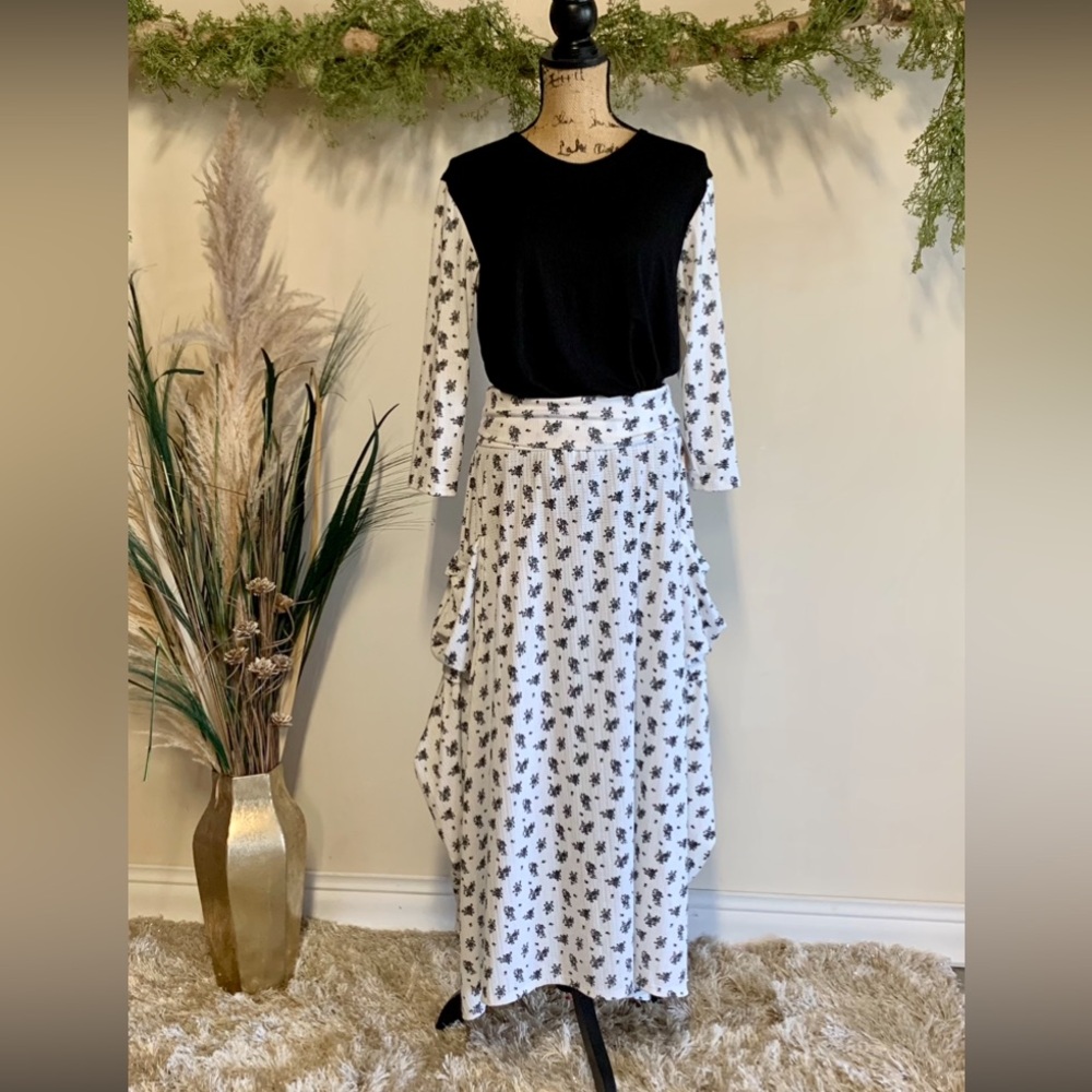 Black Shirt with Floral Print sleeves. **This is for the shirt only **